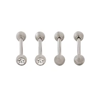 Multi-Pack CZ Titanium Barbells 2 Pair - 14 Gauge
