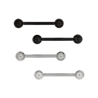 Multi-Pack Silvertone and Black Titanium Barbells 2 Pair - 14 Gauge