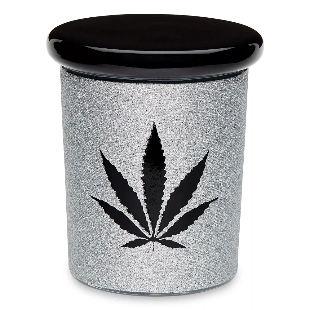 Silver and Black Glitter Stash Jar - 7.5 oz.