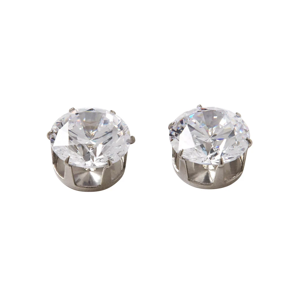 Round CZ Titanium Stud Earrings