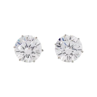 Round CZ Titanium Stud Earrings