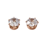 Round CZ Rose Gold Titanium Stud Earrings - 20 Gauge
