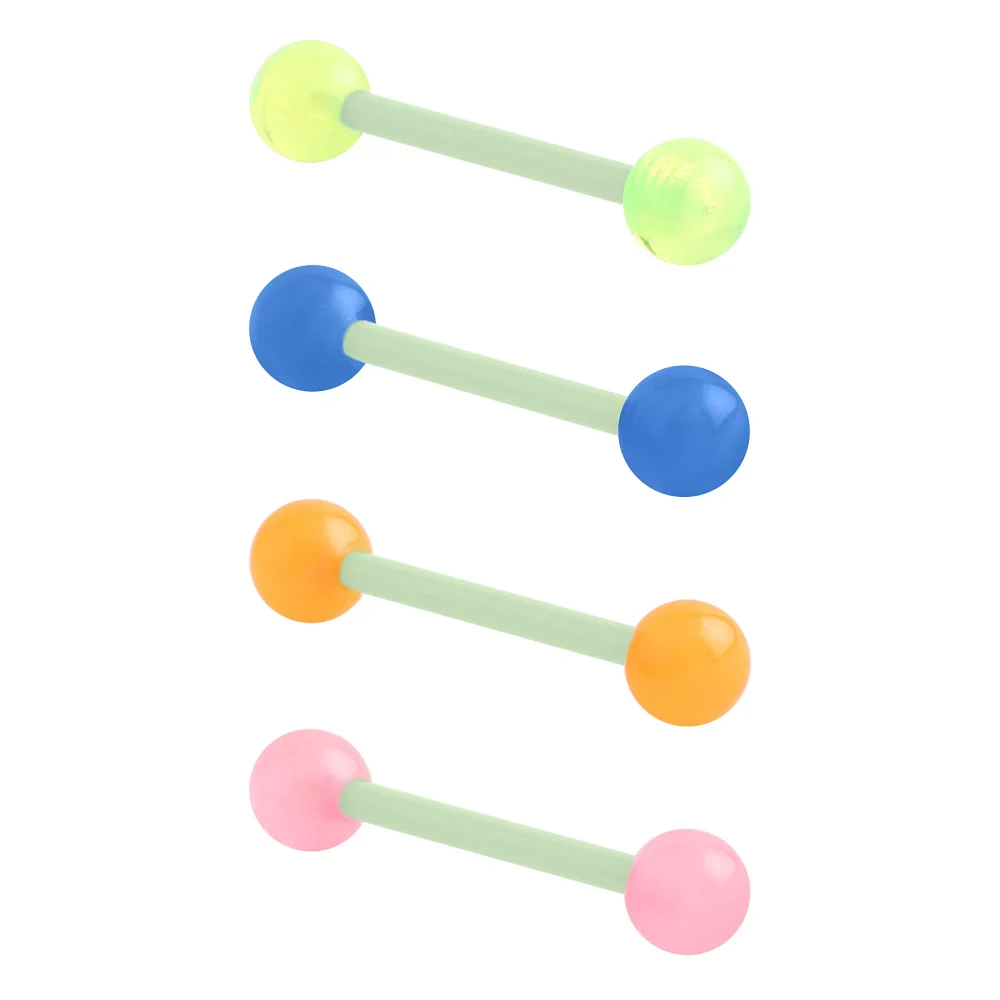 Multi-Pack Glow in the Dark Bioflex Barbells 4 Pack – 14 Gauge