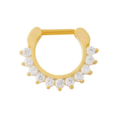 CZ Goldplated Titanium Clicker Septum Ring - 16 Gauge