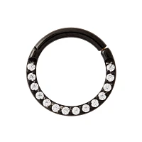 CZ Black Titanium Clicker Septum Ring - 16 Gauge
