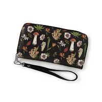 Mushroom and Leaf Print Zip Wallet