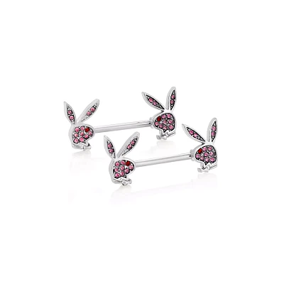 Pink CZ Playboy Bunny Nipple Barbells