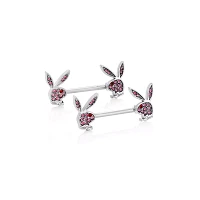 Pink CZ Playboy Bunny Nipple Barbells