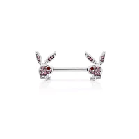 Pink CZ Playboy Bunny Nipple Barbells