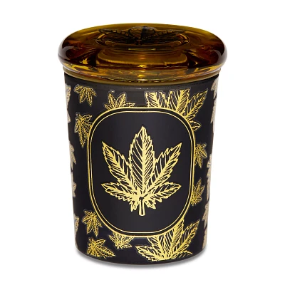 Black and Gold Leaf Stash Jar - 3 oz.