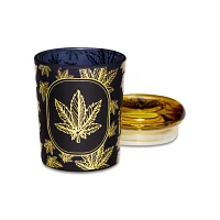 Black and Gold Leaf Stash Jar - 3 oz.