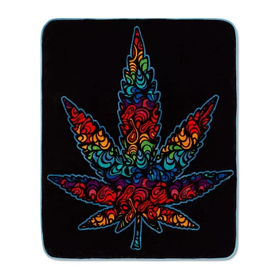 Trippy Leaf Fleece Blanket