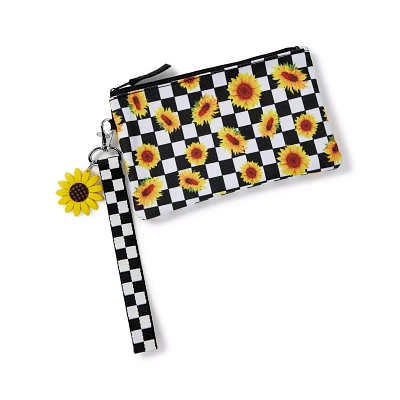 Checkered Sunflower Wristlet