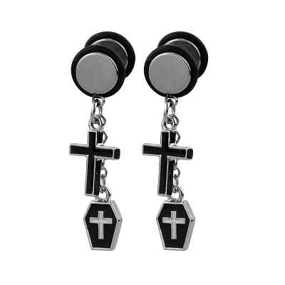 Black Coffin and Cross Dangle Fake Plugs – 18 Gauge