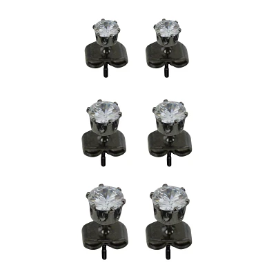Multi-Pack Round CZ Black Stud Earrings – 20 Gauge