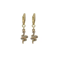 CZ Goldtone Snake Huggie Hoop Dangle Earrings - 18 Gauge