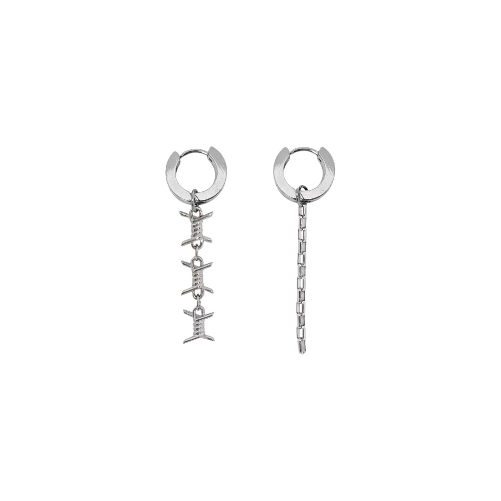 Barbed Wire Huggie Hoop Dangle Earrings - 18 Gauge