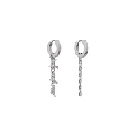 Barbed Wire Huggie Hoop Dangle Earrings - 18 Gauge