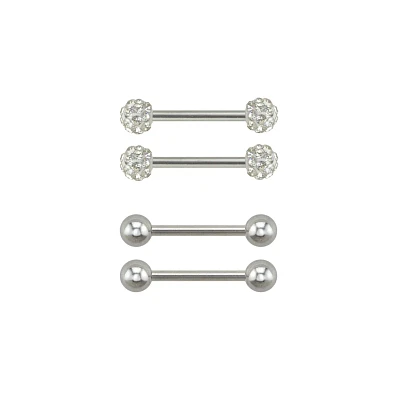 Multi-Pack Pave Titanium Nipple Barbells 2 Pair – 14 Gauge