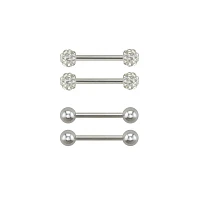 Multi-Pack Pave Titanium Nipple Barbells 2 Pair – 14 Gauge