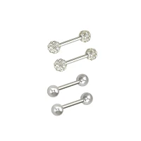 Multi-Pack Pave Titanium Nipple Barbells 2 Pair – 14 Gauge