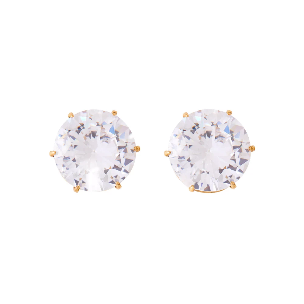 Round CZ Goldplated Stud Earrings – 20 Gauge