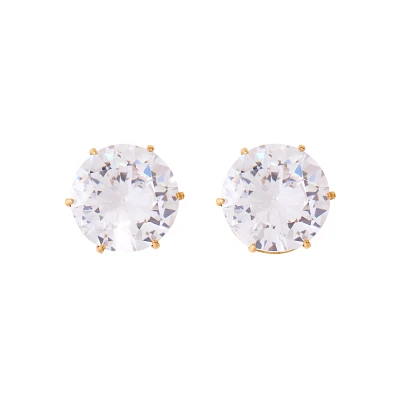 Round CZ Goldplated Stud Earrings – 20 Gauge