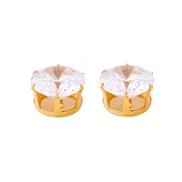 Round CZ Goldplated Stud Earrings – 20 Gauge
