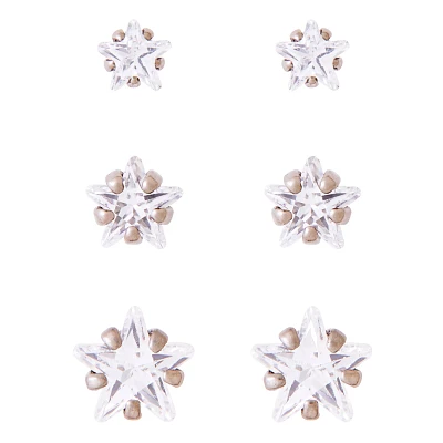 Multi-Pack CZ Titanium Stud Earrings – 3 Pair
