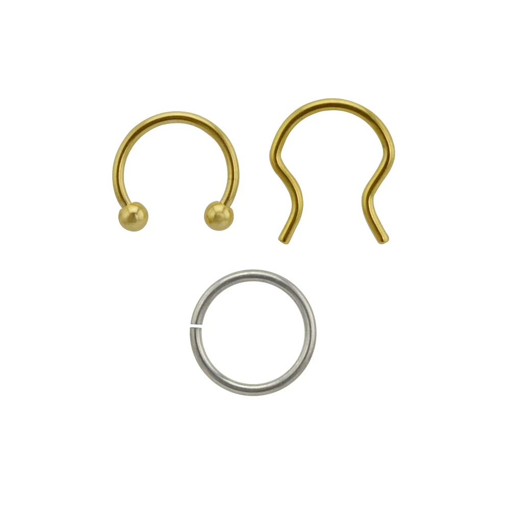 Multi-Pack Hoop and Horseshoe Nose Rings 3 Pack - 16 Gauge
