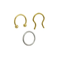 Multi-Pack Hoop and Horseshoe Nose Rings 3 Pack - 16 Gauge