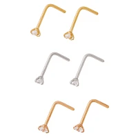 Multi-Pack Prong CZ L-Bend Nose Rings 6 Pack – 20 Gauge