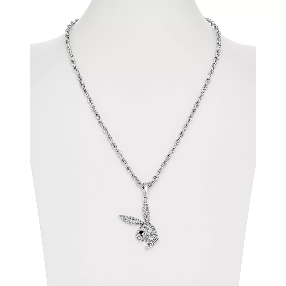 Clear CZ Playboy Bunny Rope Necklace