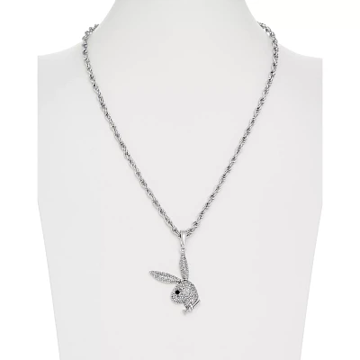Clear CZ Playboy Bunny Rope Necklace