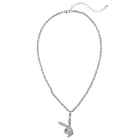 Clear CZ Playboy Bunny Rope Necklace