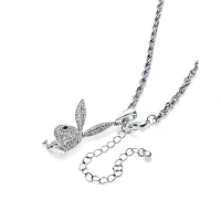 Clear CZ Playboy Bunny Rope Necklace