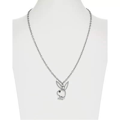 Clear CZ Outline Playboy Bunny Necklace