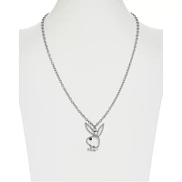 Clear CZ Outline Playboy Bunny Necklace