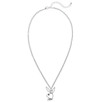 Clear CZ Outline Playboy Bunny Necklace