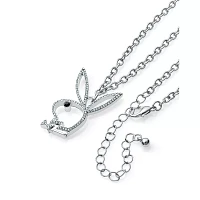 Clear CZ Outline Playboy Bunny Necklace