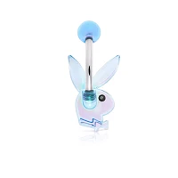 Blue Iridescent Playboy Bunny Belly Ring - 14 Gauge