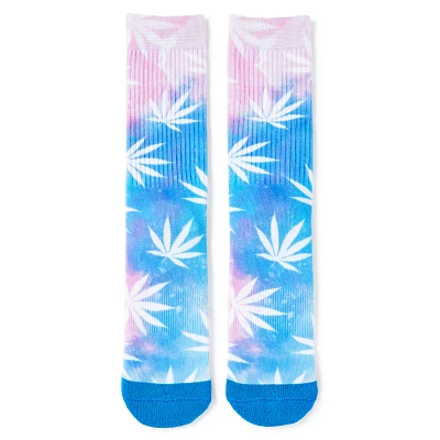 Pink and Blue Weed Leaf Crew Socks