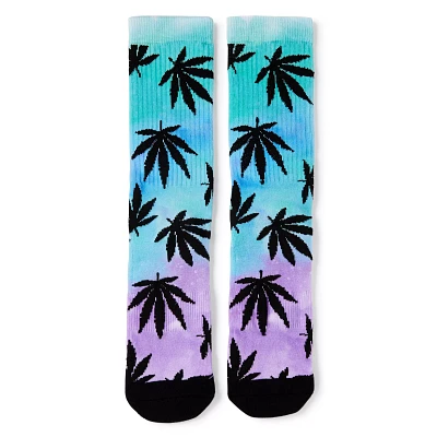 Green and Purple Weed Leaf Crew Socks