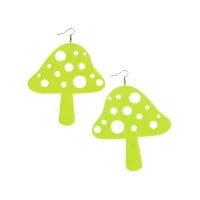Neon Yellow Mushroom Dangle Earrings