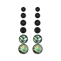 Multi-Pack Black Faux Abalone Plugs - 6 Pair