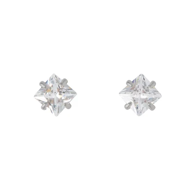 Square CZ Titanium Stud Earrings - 20 Gauge