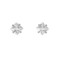 Square CZ Titanium Stud Earrings - 20 Gauge