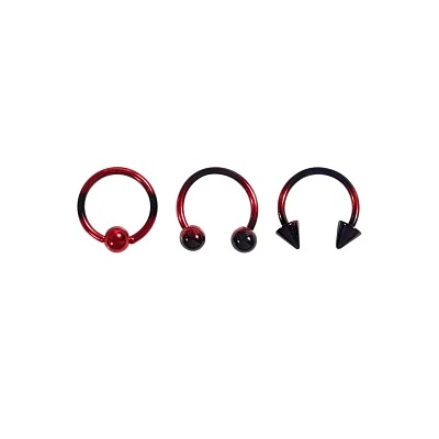 Multi-Pack Red and Black Ombre Septum Rings 3 Pack