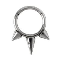 Silvertone Spike Titanium Septum Ring - 16 Gauge