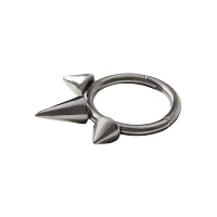 Silvertone Spike Titanium Septum Ring - 16 Gauge